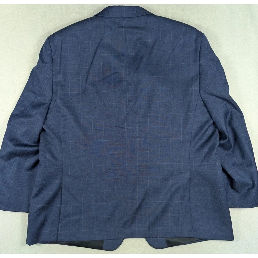 Lauren Ralph Lauren Mens Blue Windowpane 100% Wool 2-Piece Suit 46S 40W 28L